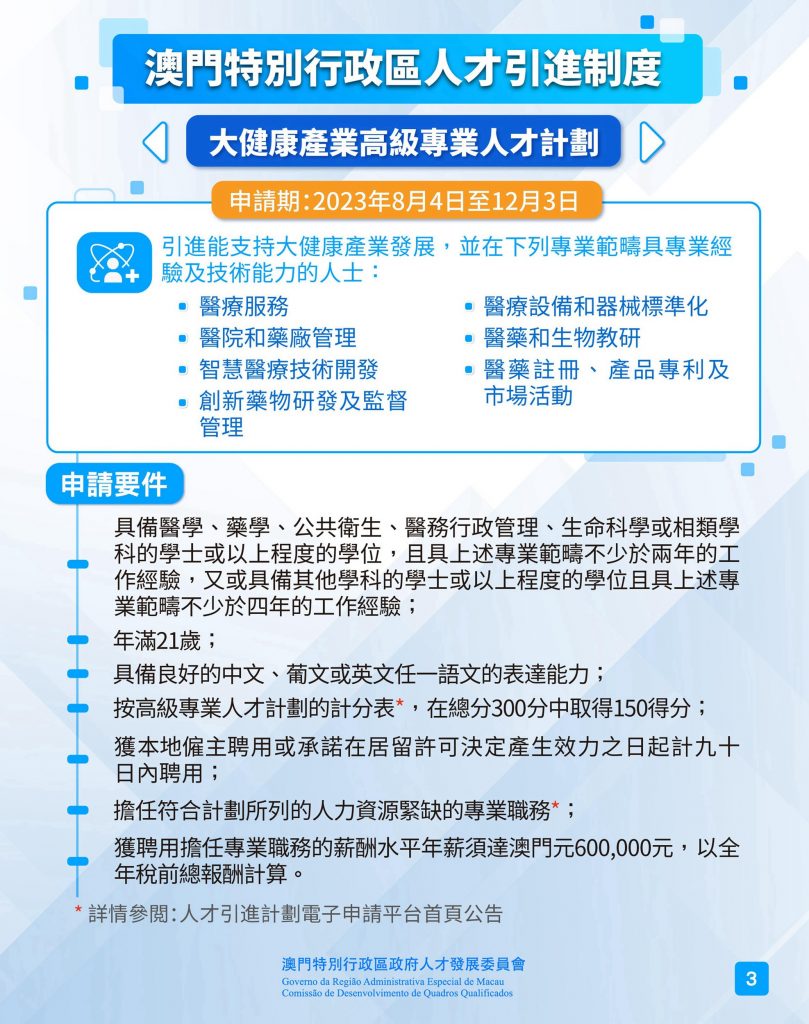 今日起澳門接受這三類人才計劃申請，拿澳門身份的機會來了！
