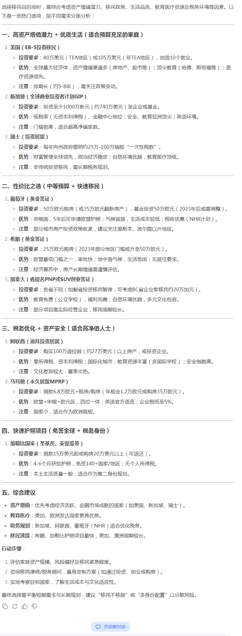 當(dāng)我問DeepSeek這個移民問題！它竟然忽視了這個G20大國黃金身份？